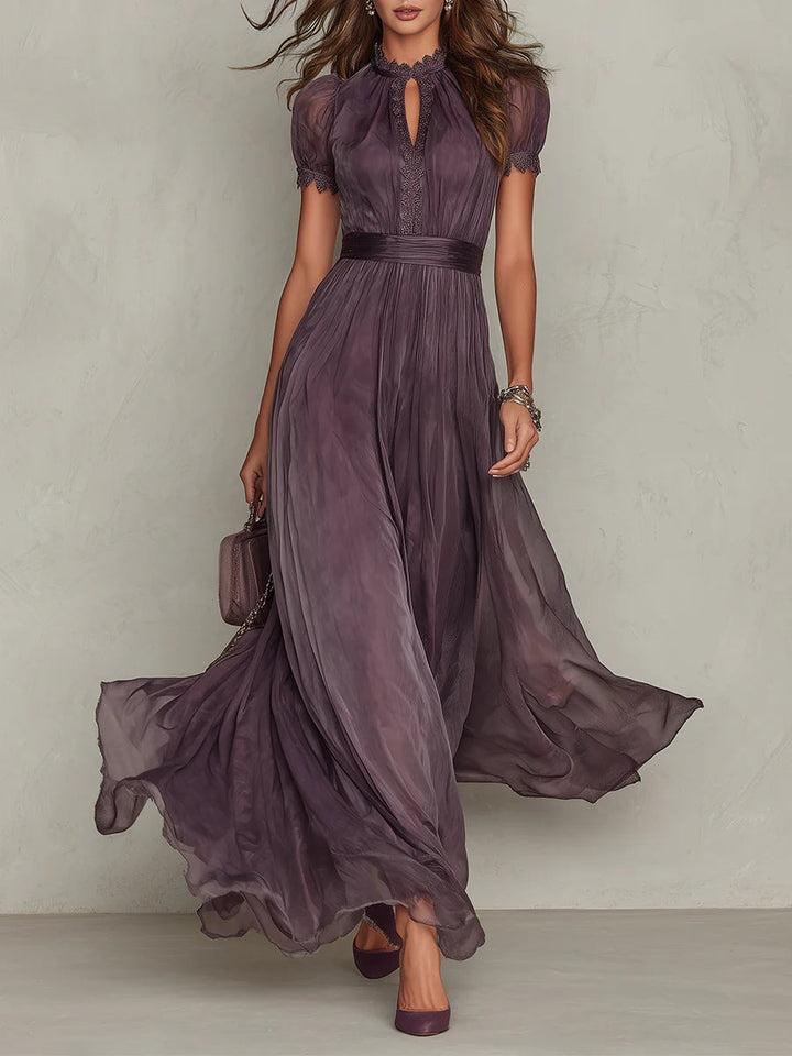 Penie | Women's Boho Short Sleeve Keyhole Maxi Dress