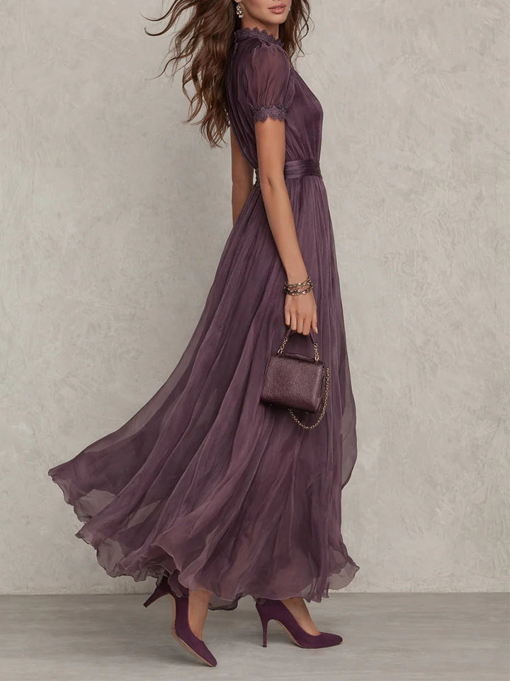 Penie | Women's Boho Short Sleeve Keyhole Maxi Dress