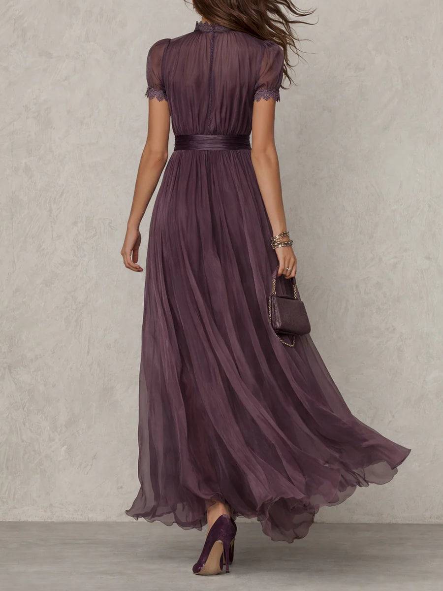 Penie | Women's Boho Short Sleeve Keyhole Maxi Dress
