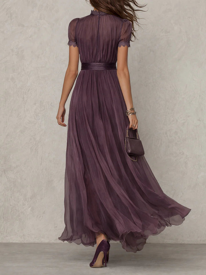 Penie | Women's Boho Short Sleeve Keyhole Maxi Dress