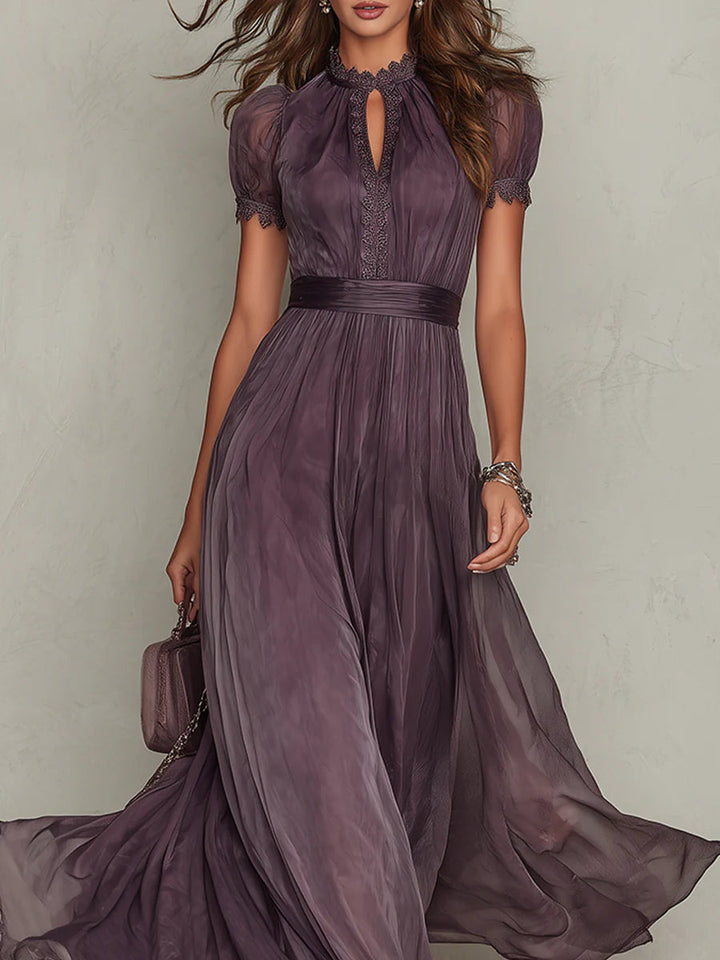 Penie | Women's Boho Short Sleeve Keyhole Maxi Dress