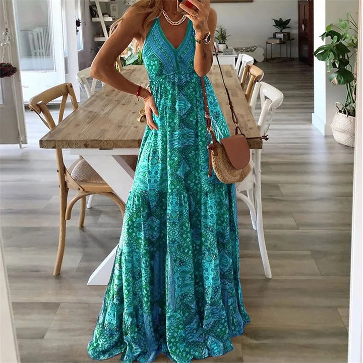 Alice | Women Boho Printed A-line Maxi Dress