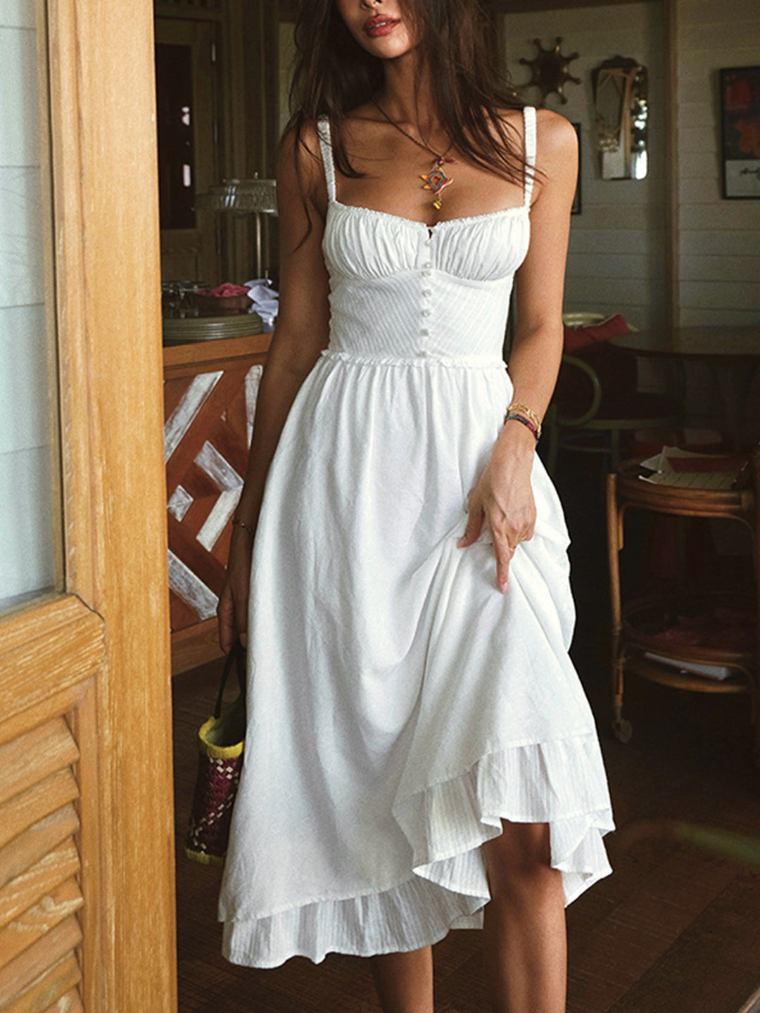 Stella | Elegant Ruffle Hem Vacation Midi Dress