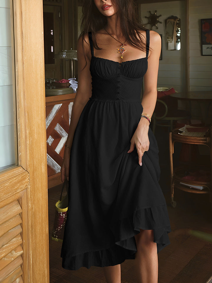Stella | Elegant Ruffle Hem Vacation Midi Dress