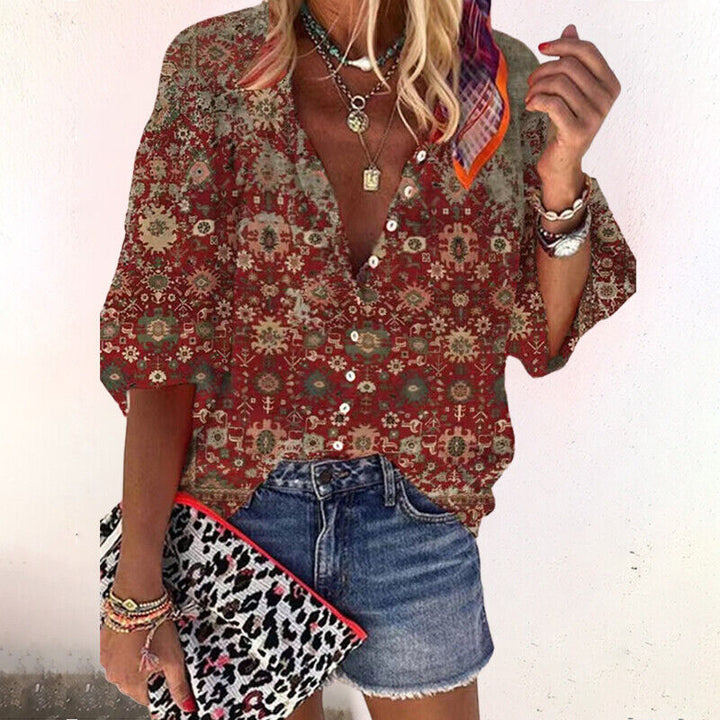 Katriel | Women’s Vintage Bohemian Floral Print Blouse