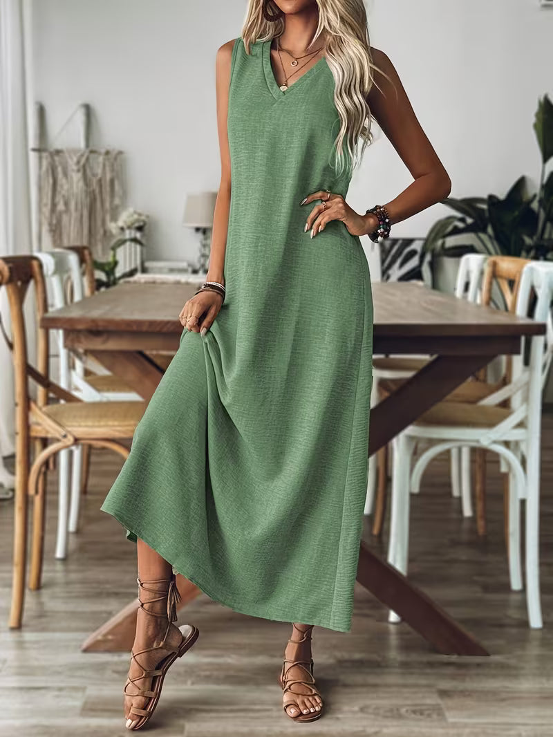 Sam - Women Chic V-Neck Sleeveless Loose Dress