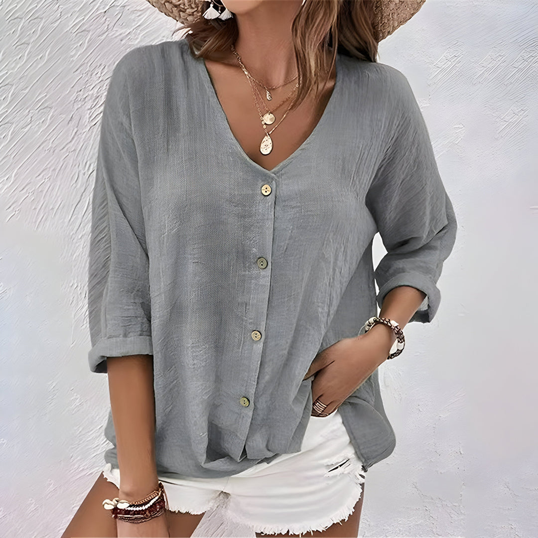 Macy - Relaxed Button-Up Summer Blouse
