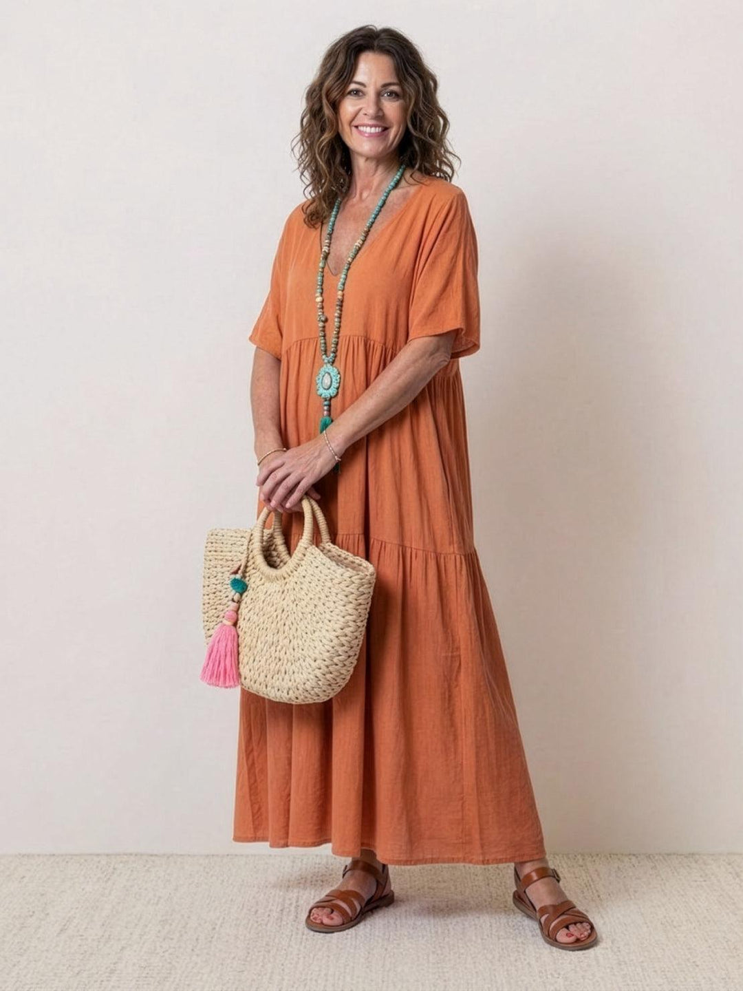Nicole | Women Boho V Neck Tiered Maxi Dress