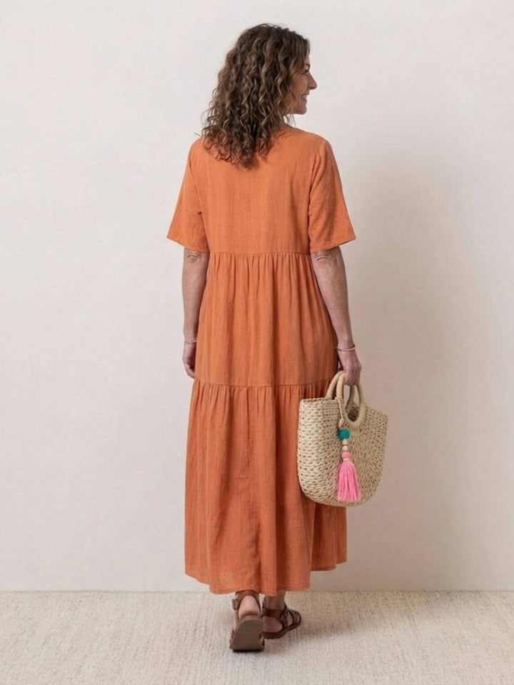 Nicole | Women Boho V Neck Tiered Maxi Dress