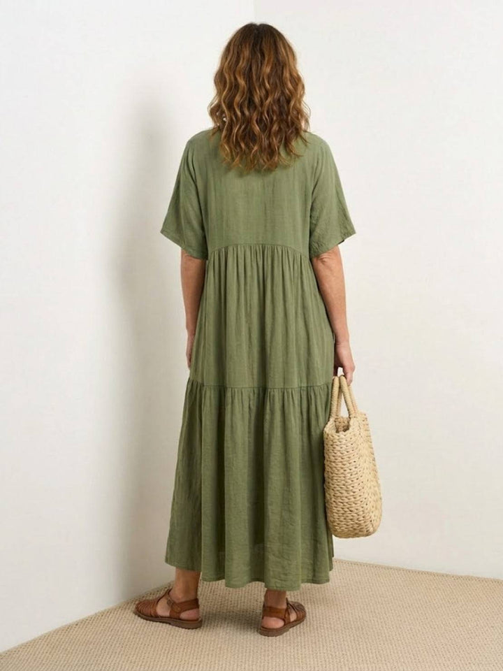 Nicole | Women Boho V Neck Tiered Maxi Dress
