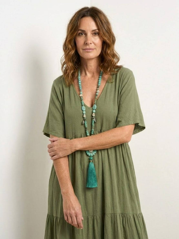 Nicole | Women Boho V Neck Tiered Maxi Dress