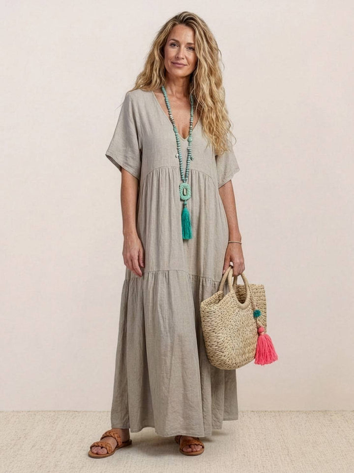 Nicole | Women Boho V Neck Tiered Maxi Dress