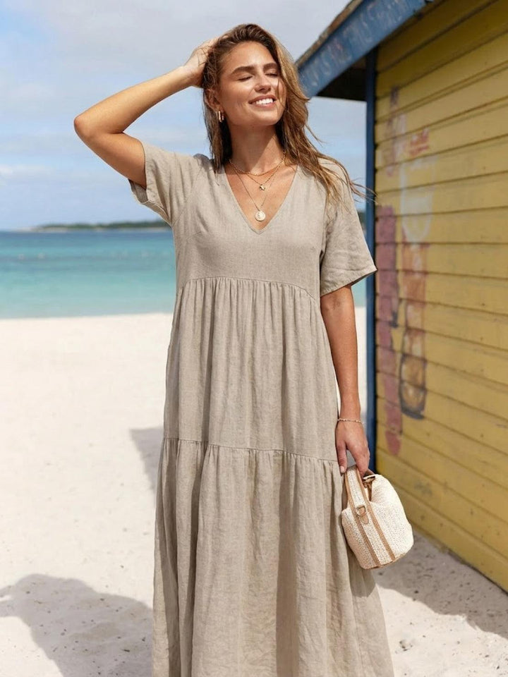 Nicole | Women Boho V Neck Tiered Maxi Dress