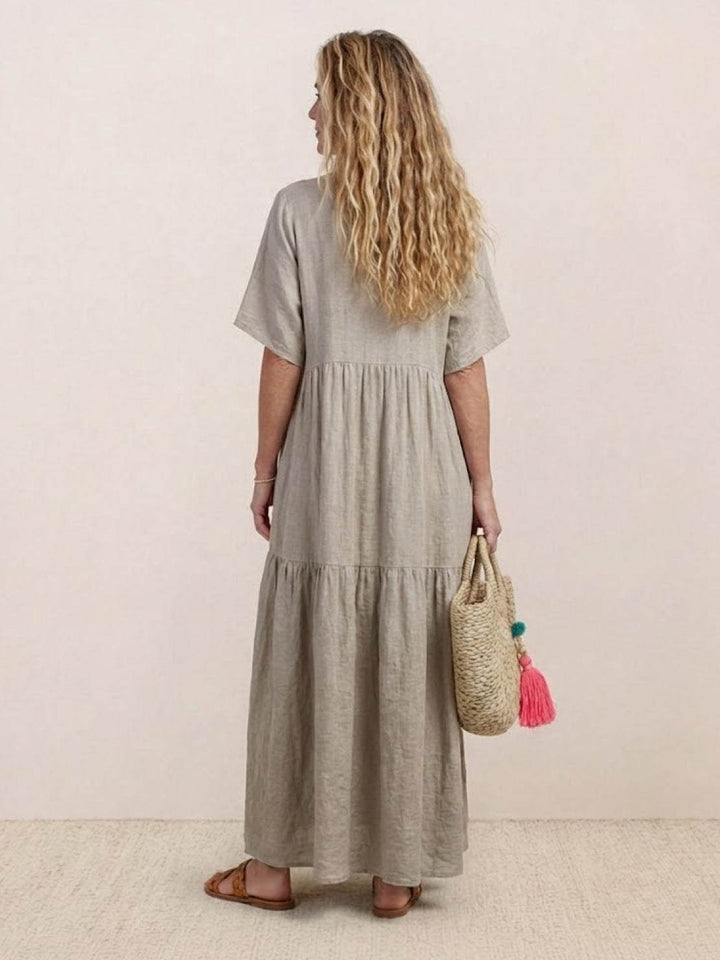 Nicole | Women Boho V Neck Tiered Maxi Dress