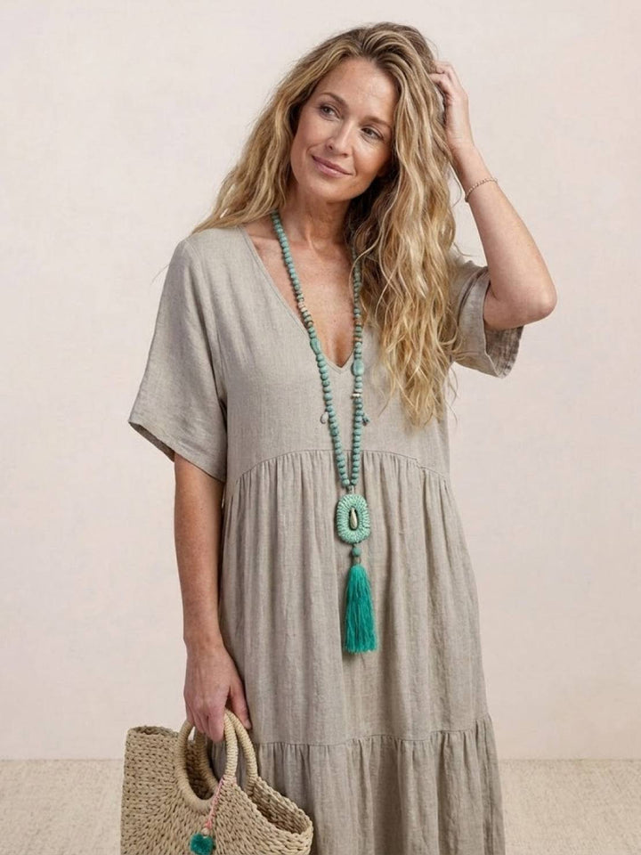 Nicole | Women Boho V Neck Tiered Maxi Dress