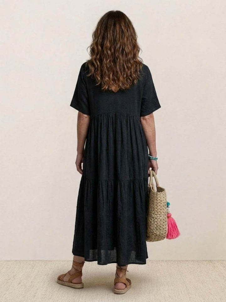 Nicole | Women Boho V Neck Tiered Maxi Dress