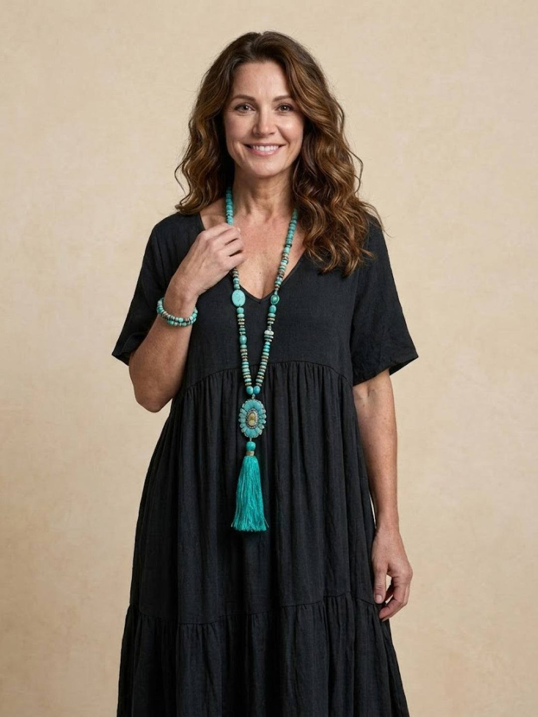 Nicole | Women Boho V Neck Tiered Maxi Dress