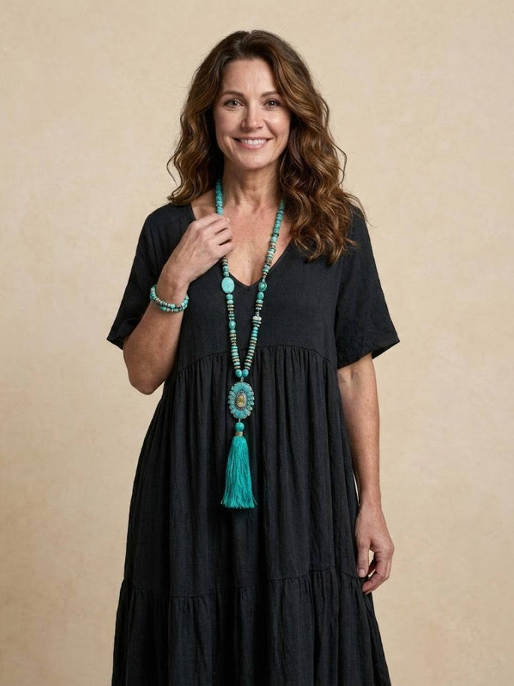 Nicole | Women Boho V Neck Tiered Maxi Dress