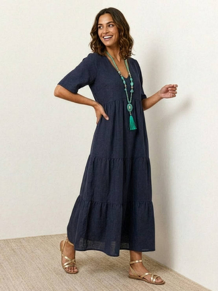 Nicole | Women Boho V Neck Tiered Maxi Dress