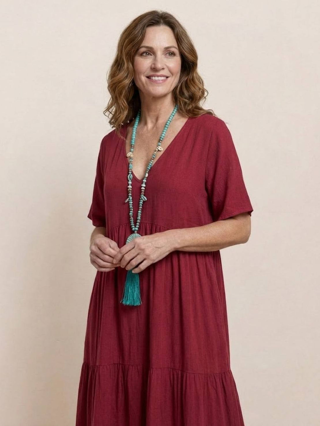 Nicole | Women Boho V Neck Tiered Maxi Dress