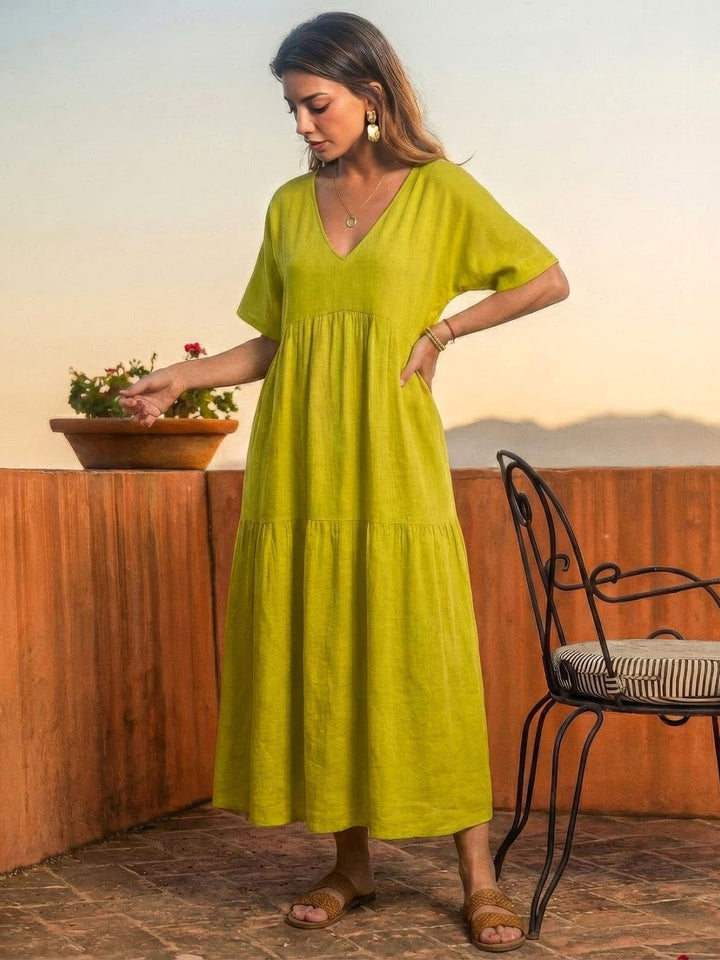 Nicole | Women Boho V Neck Tiered Maxi Dress