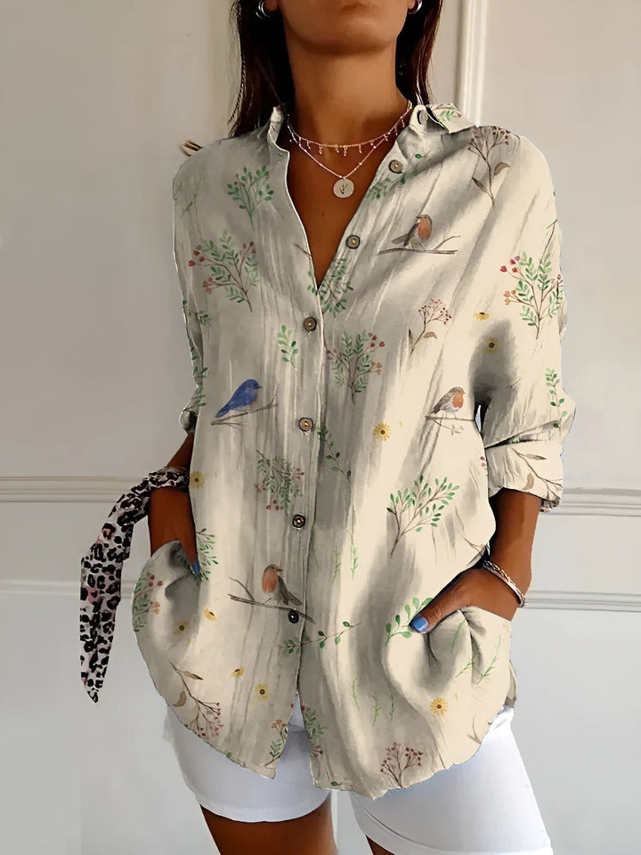 Lena | Women’s Stylish Printed Button-Down Shirt with Long Sleeves