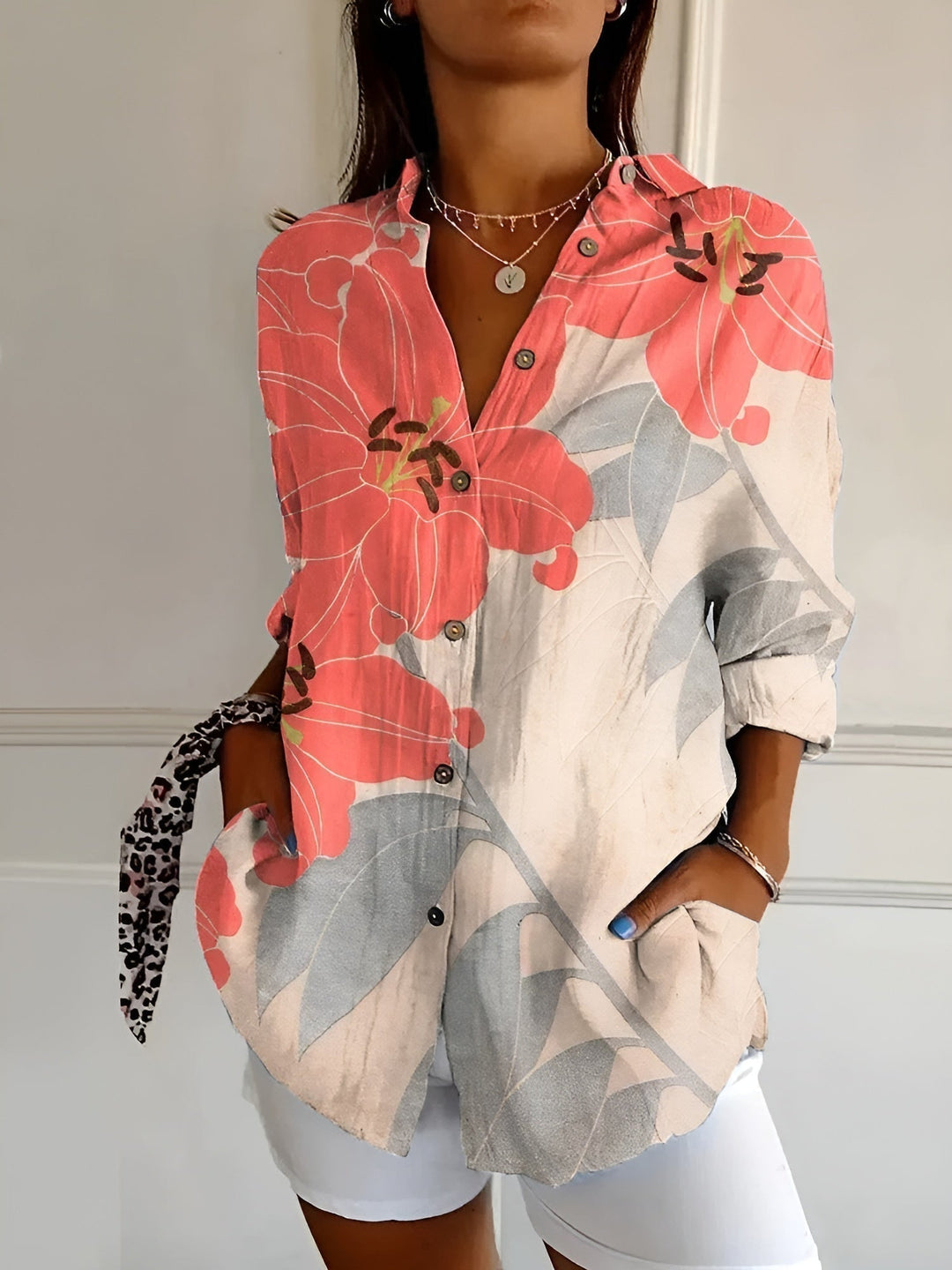 Lena | Women’s Stylish Printed Button-Down Shirt with Long Sleeves