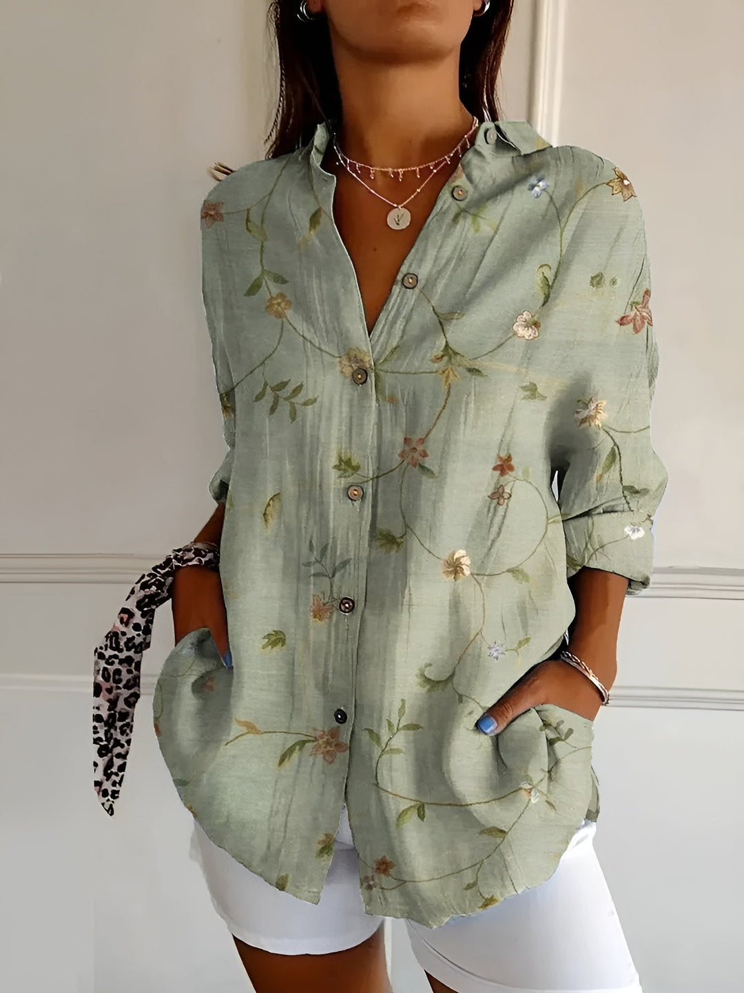 Lena | Women’s Stylish Printed Button-Down Shirt with Long Sleeves