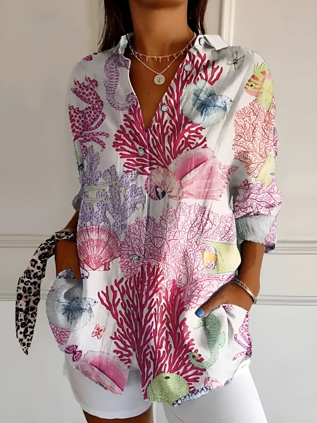 Lena | Women’s Stylish Printed Button-Down Shirt with Long Sleeves