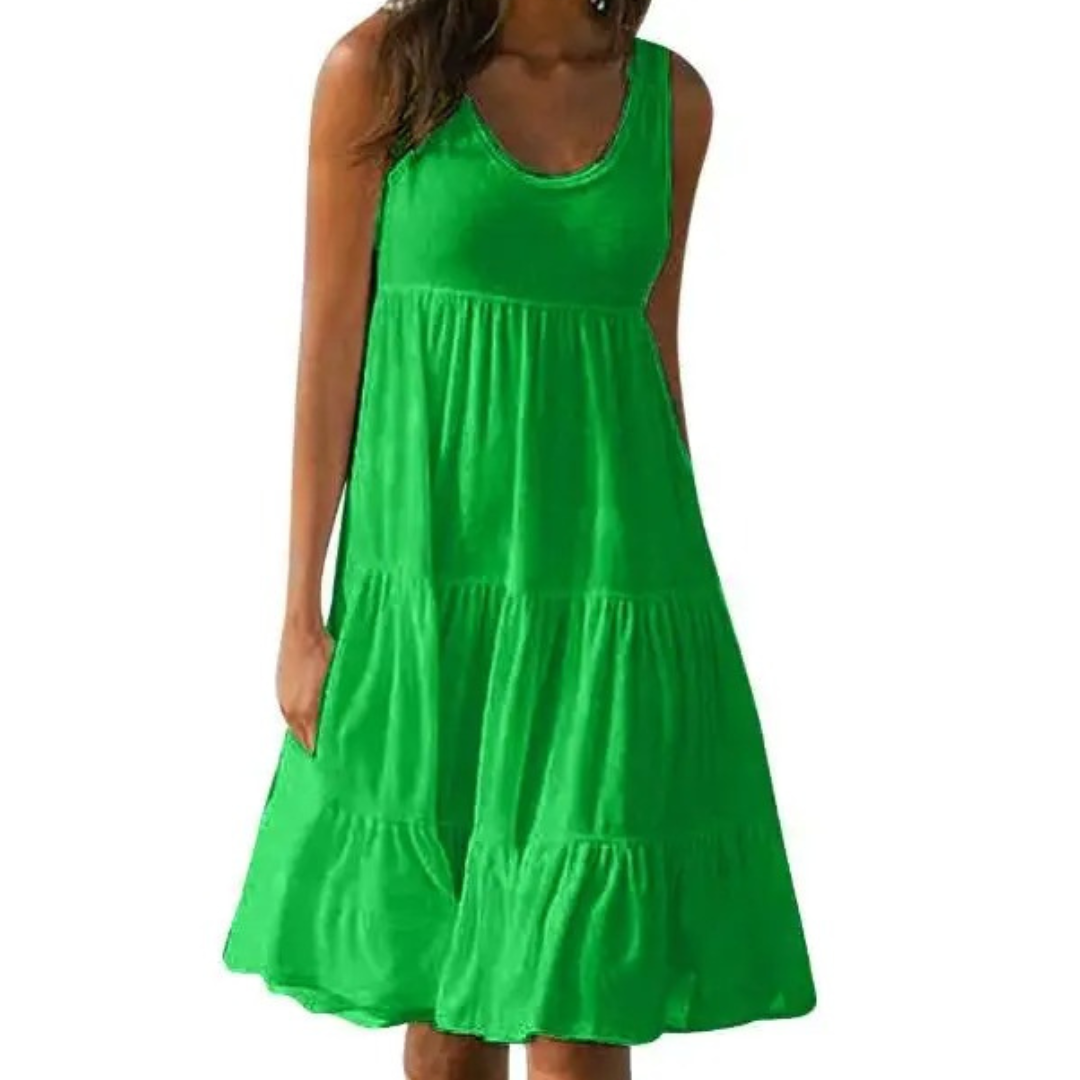 Savannah | Summer Boho Sleeveless Tiered Midi Dress
