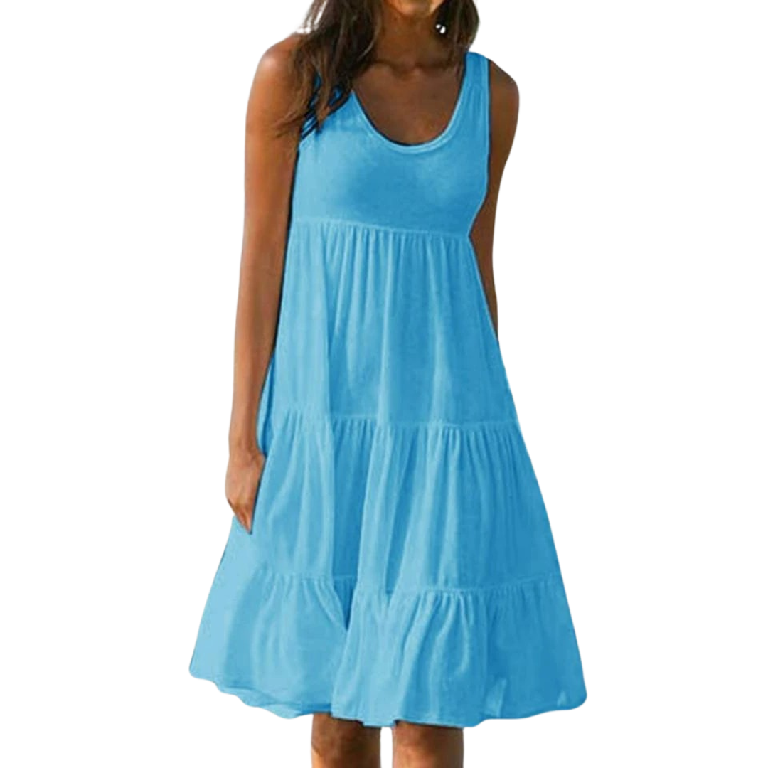 Savannah | Summer Boho Sleeveless Tiered Midi Dress