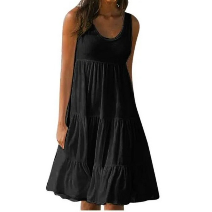 Savannah | Summer Boho Sleeveless Tiered Midi Dress