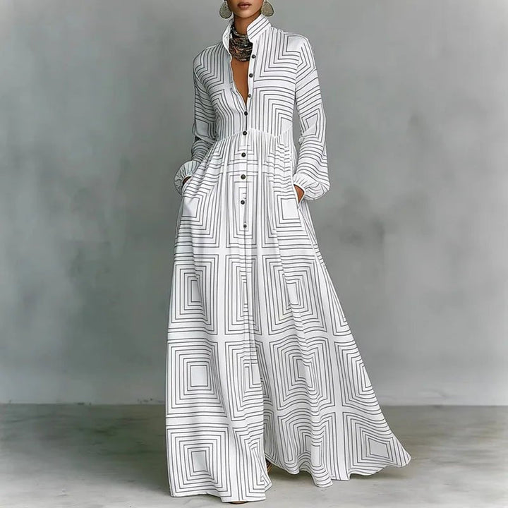 Summer Boho Printed Maxi Shirt Dress for Women