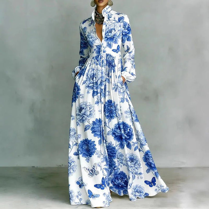 Summer Boho Printed Maxi Shirt Dress for Women