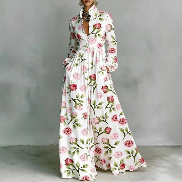 Summer Boho Printed Maxi Shirt Dress for Women