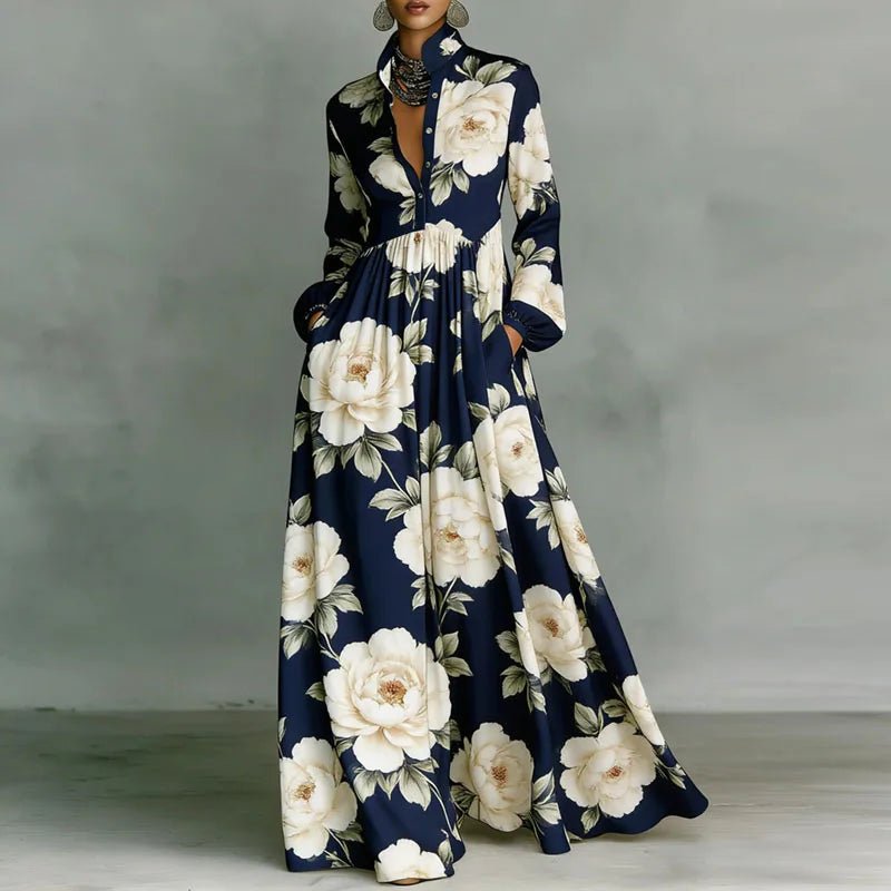 Summer Boho Printed Maxi Shirt Dress for Women