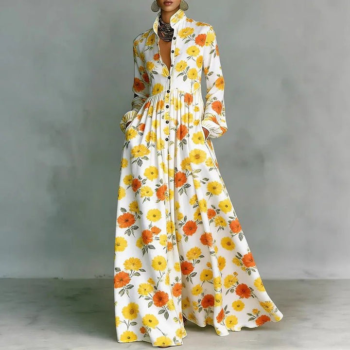 Summer Boho Printed Maxi Shirt Dress for Women
