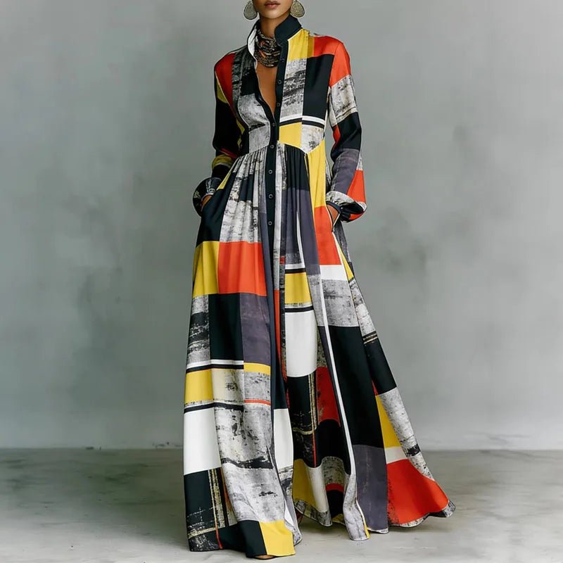 Summer Boho Printed Maxi Shirt Dress for Women