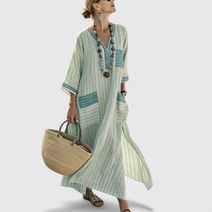 Aurora | Women's Linen Printed Summer Maxi Dress