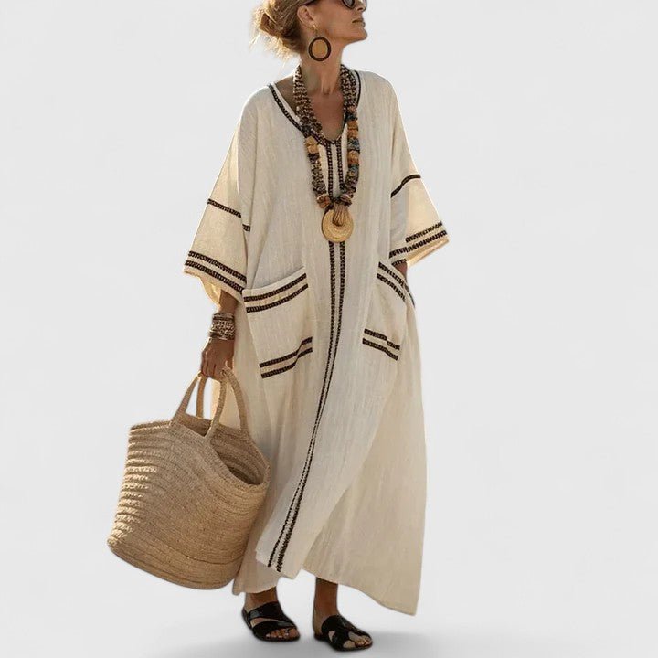 Aurora | Women's Linen Printed Summer Maxi Dress