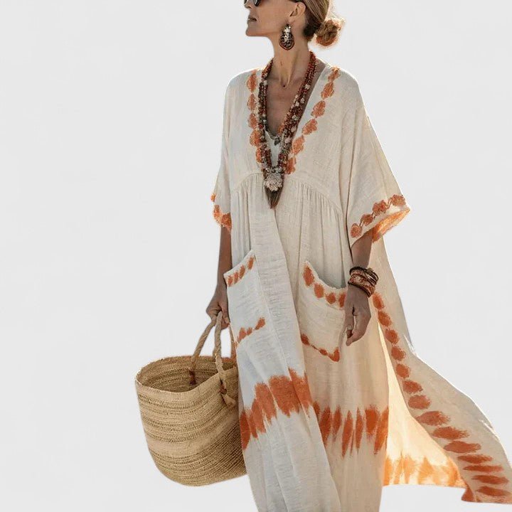 Aurora | Women's Linen Printed Summer Maxi Dress