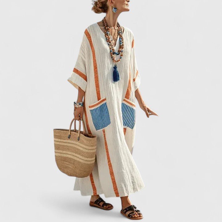 Aurora | Women's Linen Printed Summer Maxi Dress