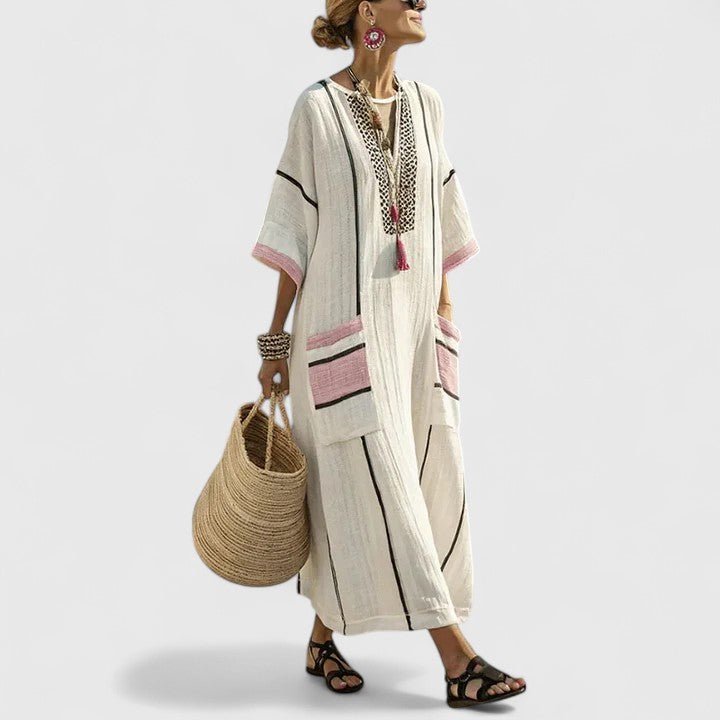 Aurora | Women's Linen Printed Summer Maxi Dress