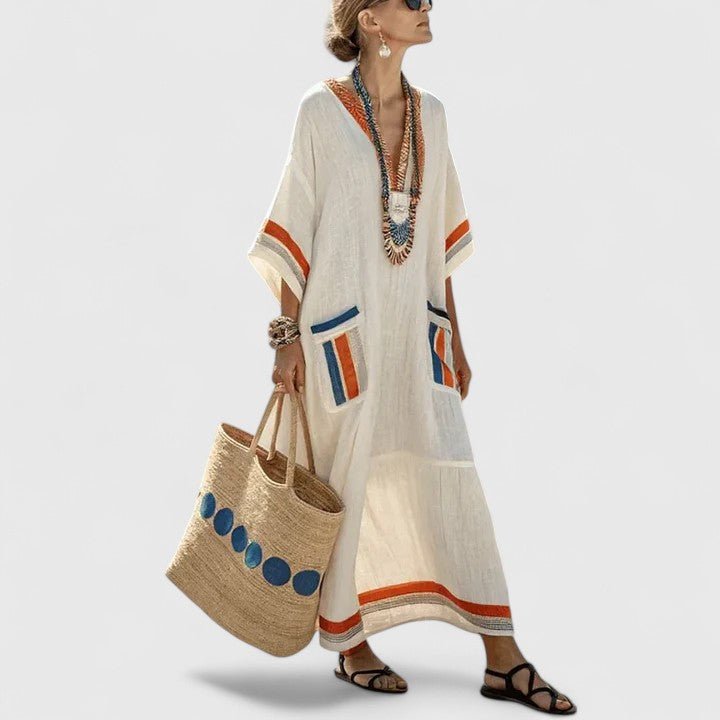Aurora | Women's Linen Printed Summer Maxi Dress