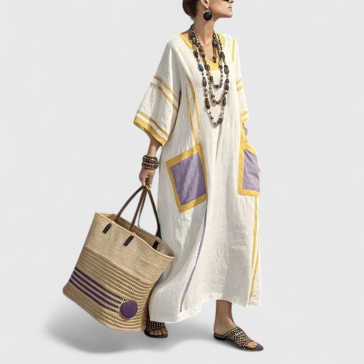 Aurora | Women's Linen Printed Summer Maxi Dress