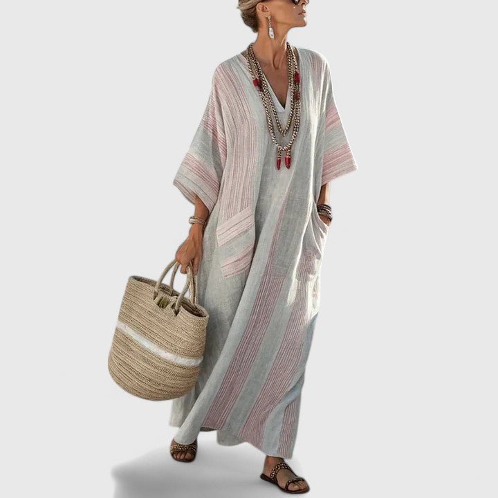 Aurora | Women's Linen Printed Summer Maxi Dress