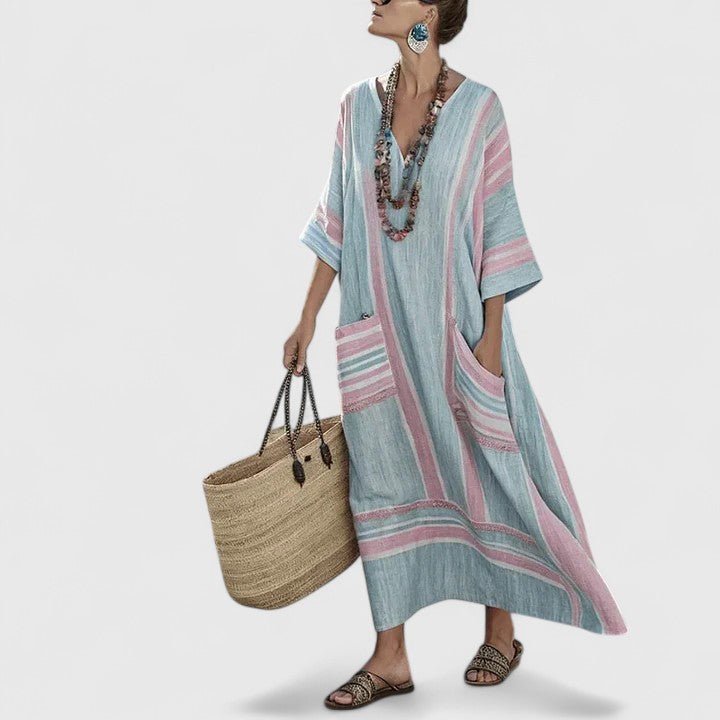 Aurora | Women's Linen Printed Summer Maxi Dress