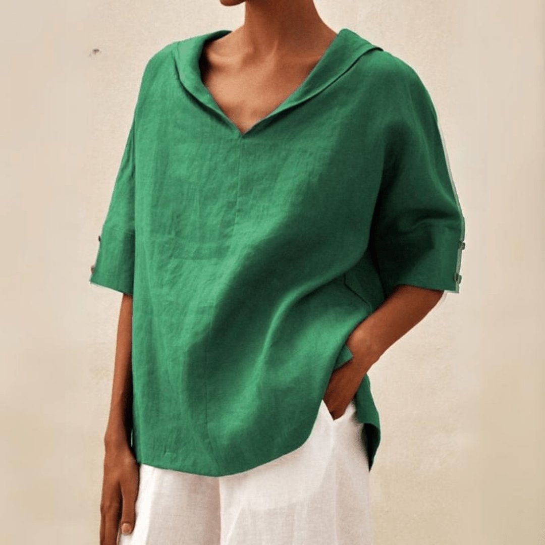 Women's Collared Linen Tunic Top For Summer