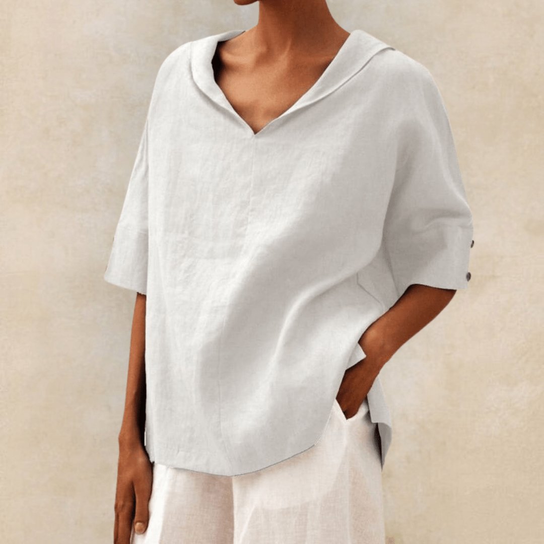 Women's Collared Linen Tunic Top For Summer