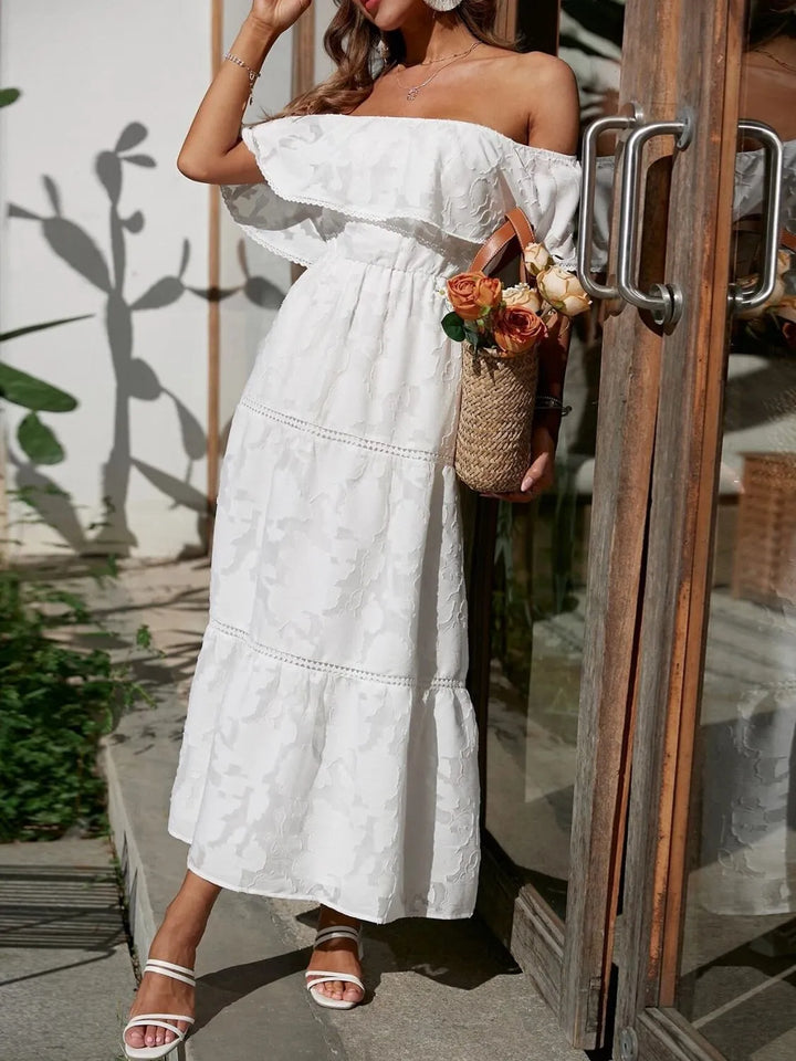 Joanna | Women's Off Shoulder Tiered Maxi Wedding Guest Dress
